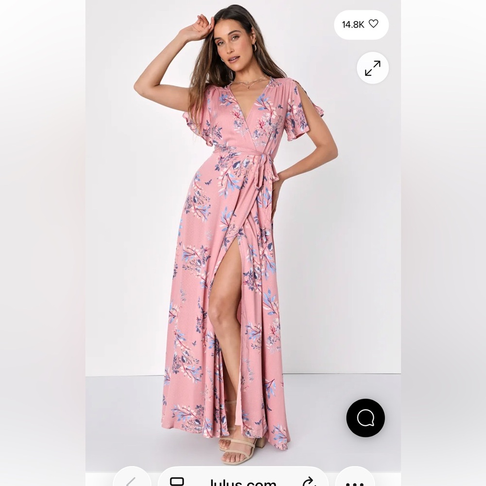 Lulu's Pink Floral Maxi Dress